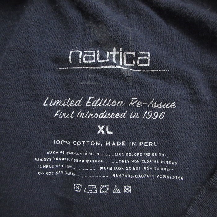 XL/古着 ノーティカ NAUTICA 半袖 ブランド Tシャツ メンズ ビッグロゴ 大きいサイズ コットン クルーネック 濃紺 ネイビー 23aug23 中_画像3