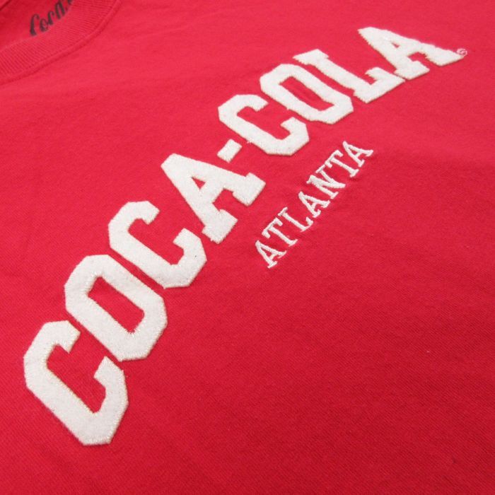 XL/古着 半袖 Tシャツ メンズ コカコーラ 刺繍 大きいサイズ コットン クルーネック 赤 レッド 23may16 中古_画像2