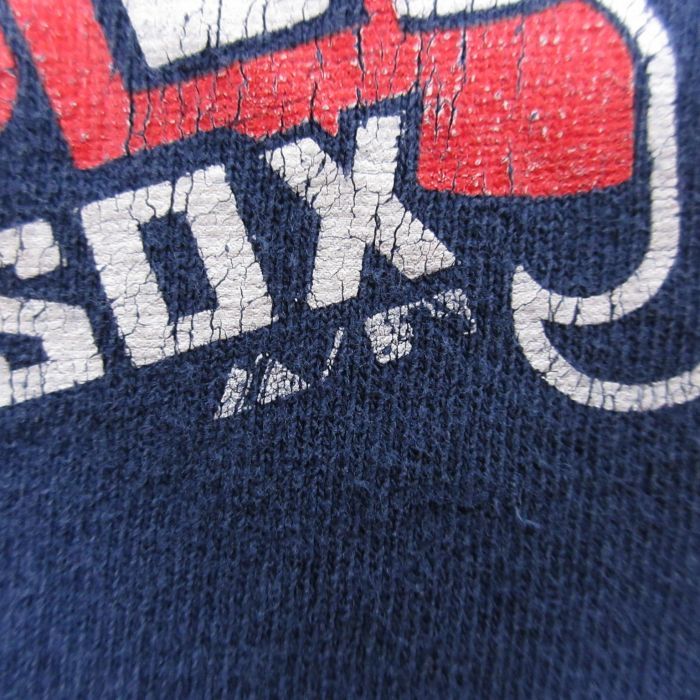 XL/古着 マジェスティック 半袖 Tシャツ メンズ MLB ボストンレッドソックス コットン クルーネック 紺 ネイビー メジャーリーグ ベー_画像3