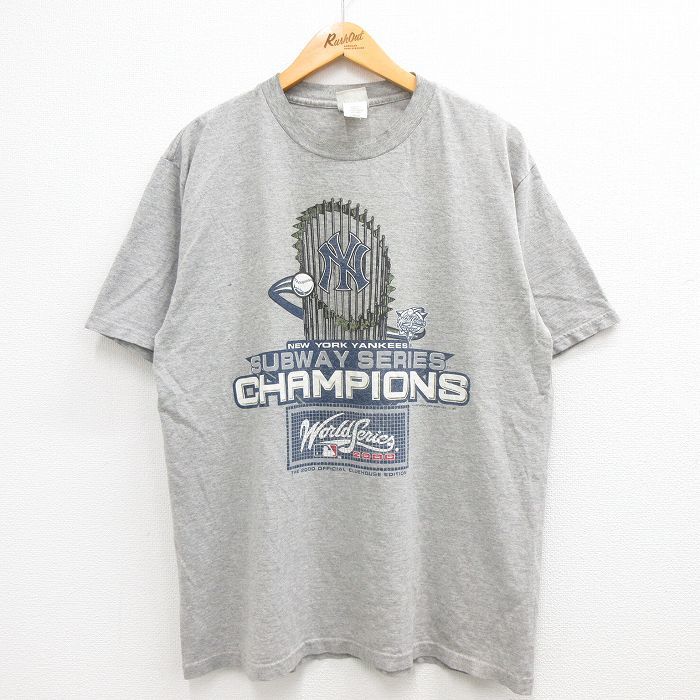 XL/古着 リー Lee 半袖 ビンテージ Tシャツ メンズ 00s MLB ニューヨークヤンキース ワールドシリーズ クルーネック グレー 霜降り 23m_画像1