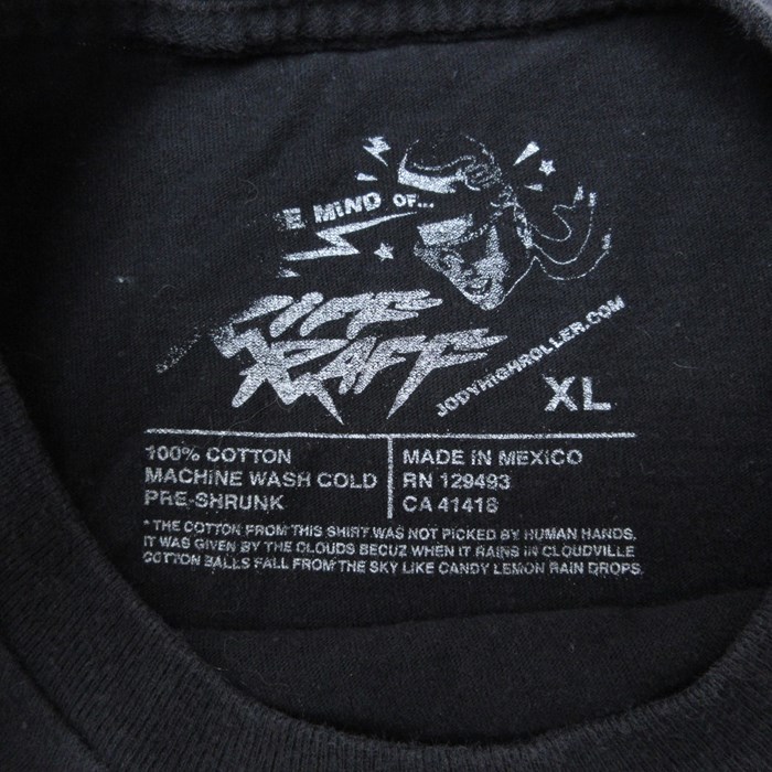XL/古着 半袖 ヒップホップ ラップ Tシャツ メンズ リフラフ 大きいサイズ コットン クルーネック 黒 ブラック 23jul24 中古_画像3