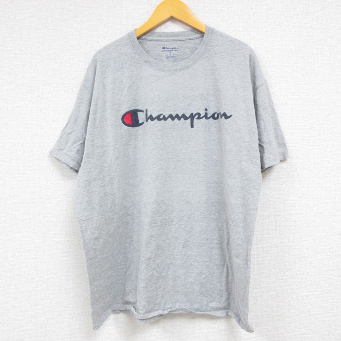 XL/古着 チャンピオン Champion 半袖 ブランド Tシャツ メンズ ビッグロゴ クルーネック グレー 霜降り 23apr22 中古_画像1