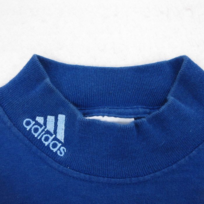 XL/古着 アディダス adidas 長袖 ビンテージ Tシャツ メンズ 90s ワンポイントロゴ コットン モックネック ハイネック 青 ブルー 23jul_画像4