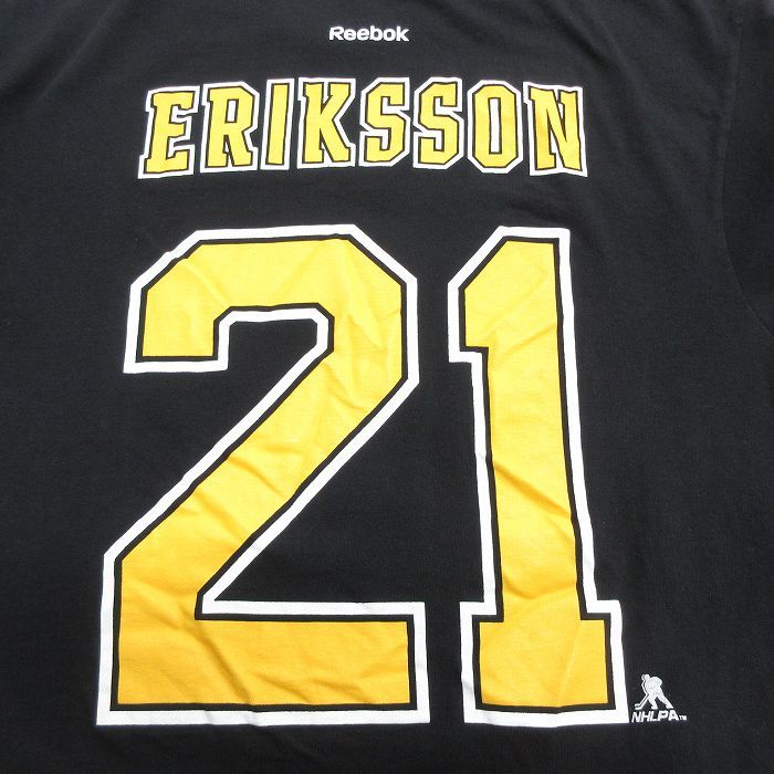 XL/古着 リーボック 半袖 ブランド Tシャツ メンズ NHL ボストンブルーインズ ルイエリクソン 21 コットン クルーネック 黒 ブラック_画像4