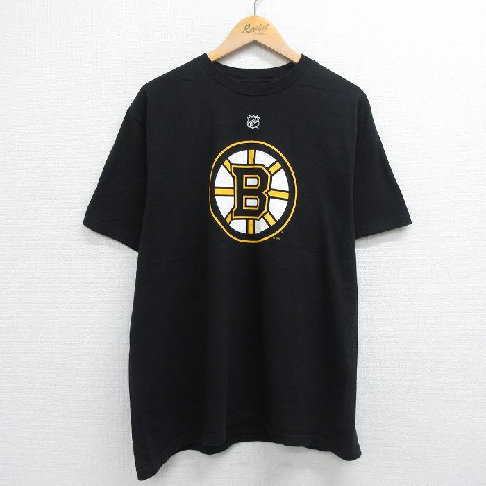 XL/古着 リーボック 半袖 ブランド Tシャツ メンズ NHL ボストンブルーインズ ルイエリクソン 21 コットン クルーネック 黒 ブラック_画像1