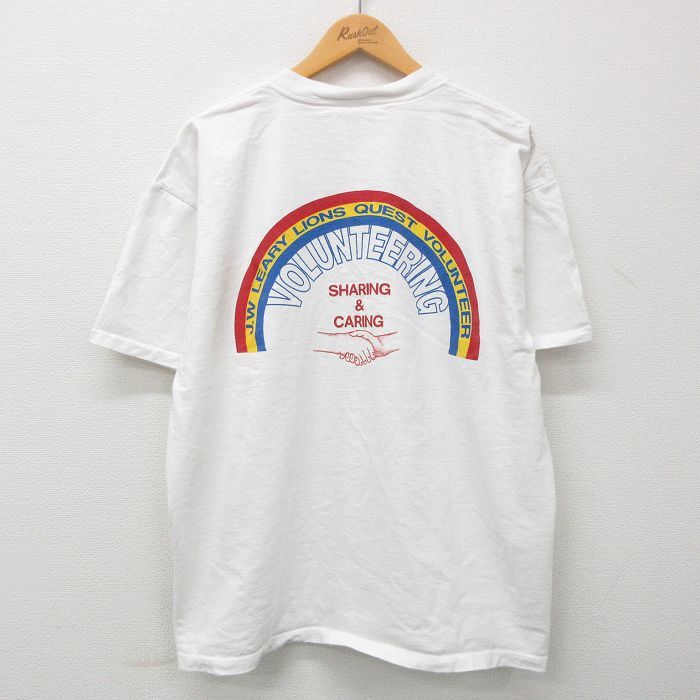 XL/古着 半袖 ビンテージ Tシャツ メンズ 90s ボランティア 虹 大きいサイズ クルーネック 白 ホワイト 23mar16 中古_画像1