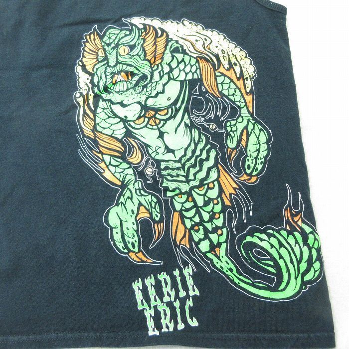 S/古着 タンクトップ メンズ 00s モンスター EERIEERIC コットン クルーネック 黒 ブラック 22jun22 中古_画像2