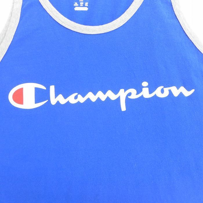 L/古着 チャンピオン champion タンクトップ メンズ ビッグロゴ クルーネック 青他 ブルー 22jun03 中古_画像3