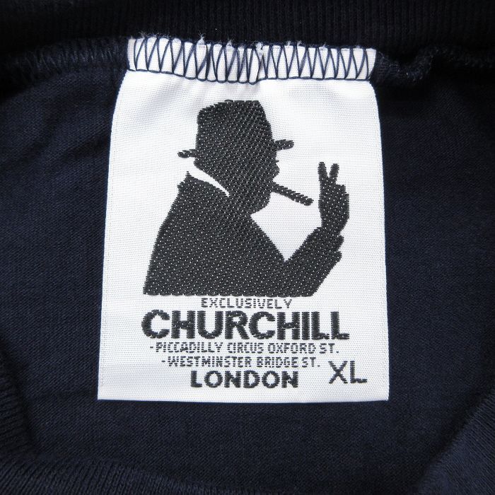 XL/古着 半袖 ビンテージ Tシャツ メンズ 90s ロンドン 建物 刺繍 大きいサイズ コットン クルーネック 紺 ネイビー 23sep04 中古_画像3