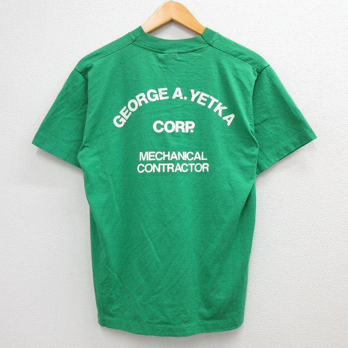 M/古着 半袖 ビンテージ Tシャツ メンズ 80s GEORGE A．YETKA クルーネック 緑 グリーン 23apr01 中古_画像1