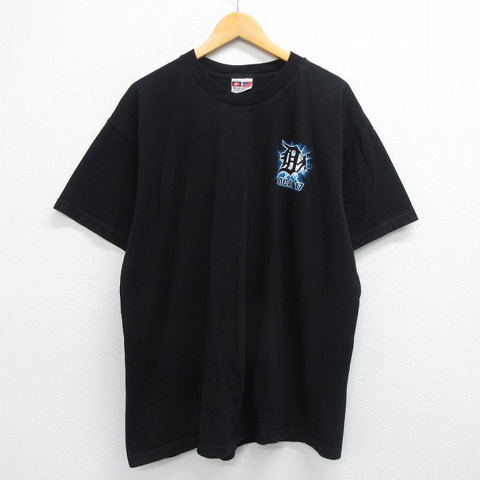 XL/古着 半袖 ビンテージ Tシャツ メンズ 00s LOCAL17 イナズマ デトロイト コットン クルーネック 黒 ブラック 23mar14 中古_画像2