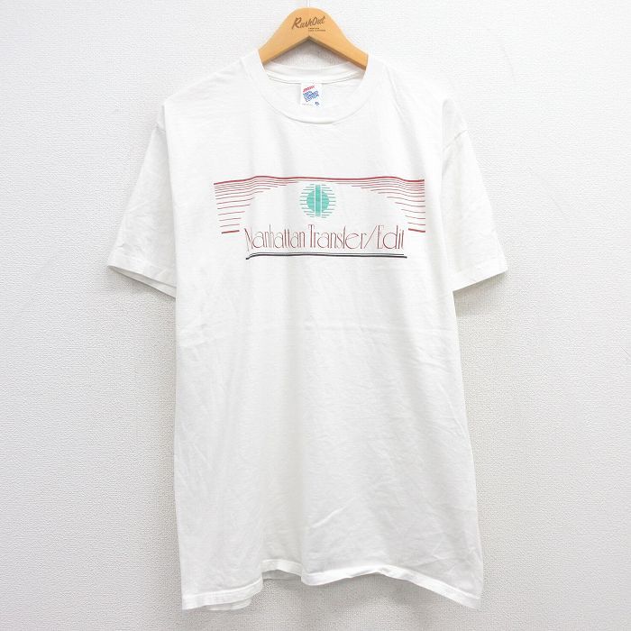 L/古着 半袖 ビンテージ ロック バンド Tシャツ メンズ 90s マンハッタントランスファー コットン クルーネック 白 ホワイト 23aug03_画像1