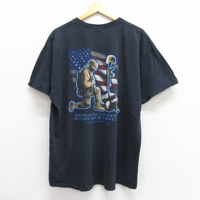 XL/古着 半袖 ビンテージ Tシャツ メンズ 00s 兵士 大きいサイズ コットン クルーネック 黒 ブラック 23jun21 中古_画像1