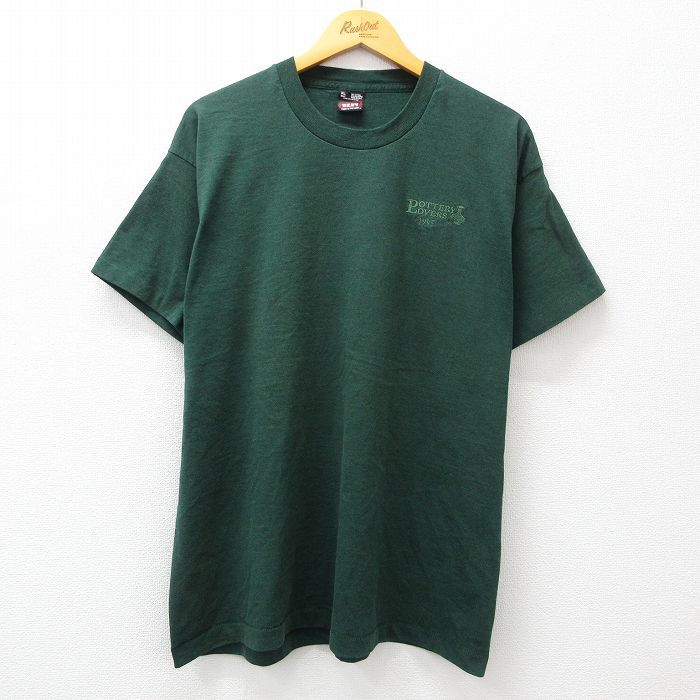 XL/古着 半袖 ビンテージ Tシャツ メンズ 90s POTTERY クルーネック 緑 グリーン 23jul18 中古_画像1