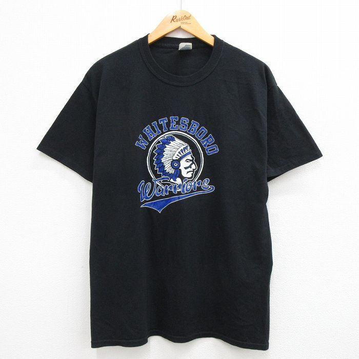 L/古着 半袖 ビンテージ Tシャツ メンズ 00s インディアン Warriors クルーネック 黒 ブラック 23apr28 中古_画像1