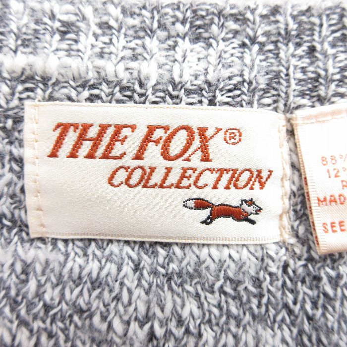 L/古着 ザフォックスコレクション THE FOX COLLECTION 長袖 セーター メンズ 80s Vネック グレー 23dec23 中古 ニット トップス_画像3