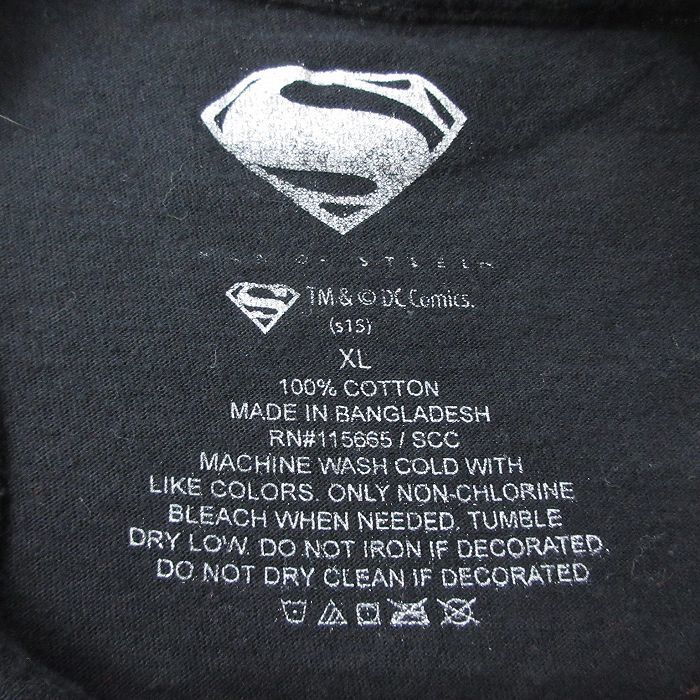XL/古着 半袖 Tシャツ メンズ DCコミックス スーパーマン 大きいサイズ コットン クルーネック 黒 ブラック 23aug31 中古_画像3