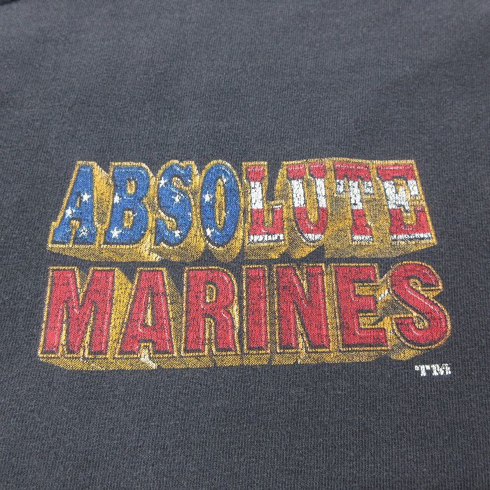 XL/古着 半袖 ビンテージ Tシャツ メンズ 00s ABSOLUTE MARINES ミリタリー 大きいサイズ コットン クルーネック 黒 ブラック 23jun17_画像3