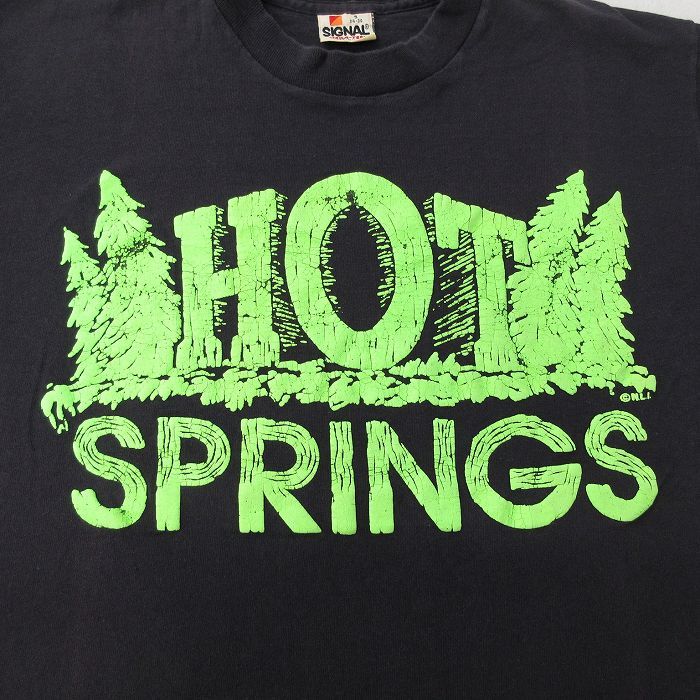 M/古着 半袖 ビンテージ Tシャツ メンズ 90s HOT SPRINGS 木 コットン クルーネック 黒 ブラック 23sep04 中古_画像2