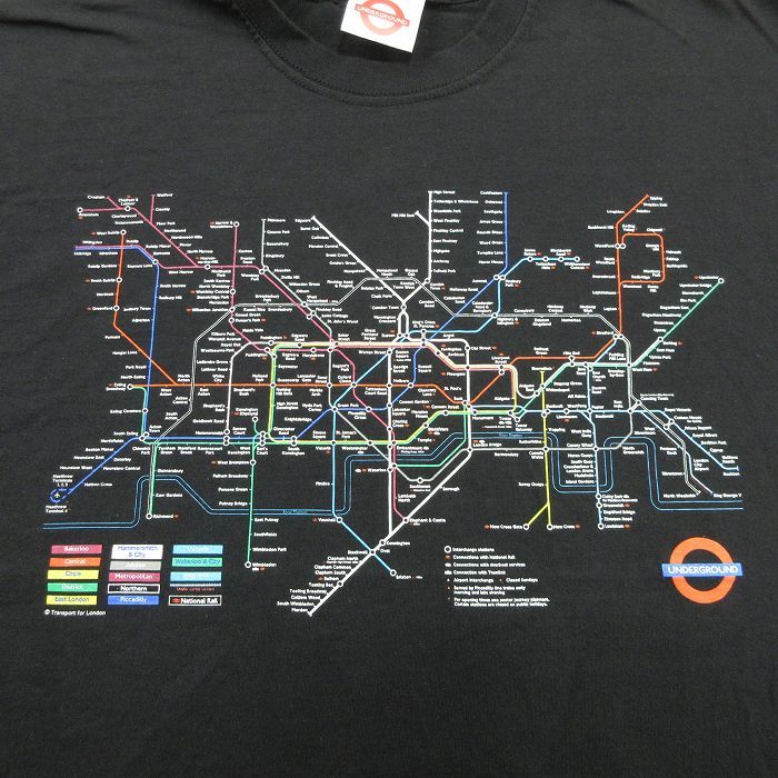 L/古着 半袖 ビンテージ Tシャツ メンズ 00s 地下鉄 ロンドン コットン クルーネック 黒 ブラック 23jul11 中古_画像2