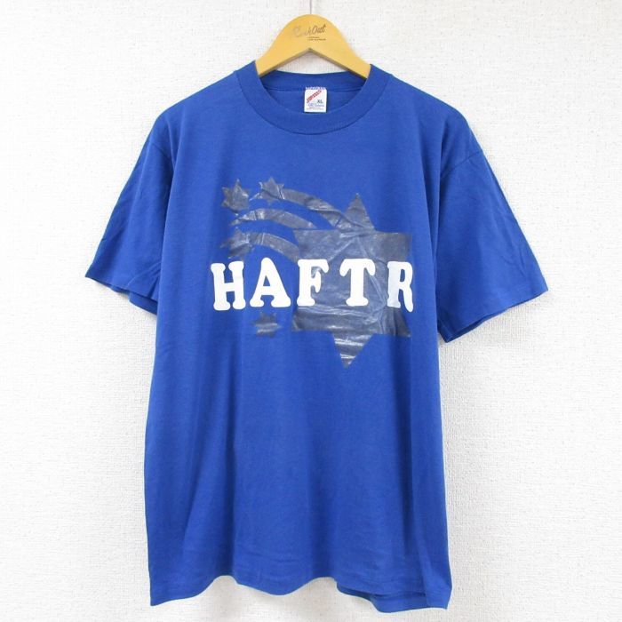 XL/古着 半袖 ビンテージ Tシャツ メンズ 90s HAFTR クルーネック 青 ブルー 23jun01 中古_画像1