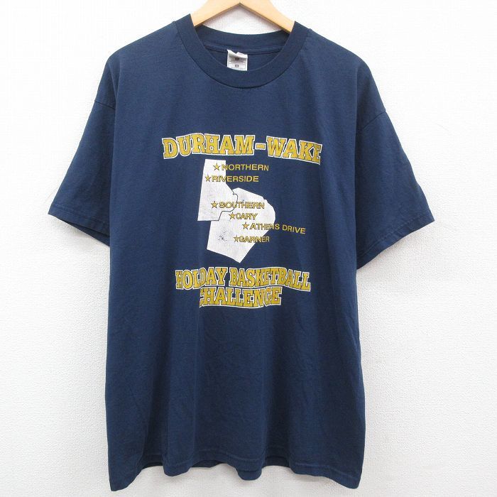 XL/古着 半袖 ビンテージ Tシャツ メンズ 00s バスケットボール 大きいサイズ クルーネック 紺 ネイビー 23jun29 中古_画像1