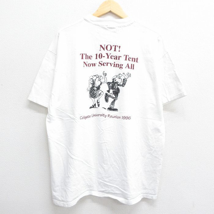 XL/古着 ヘインズ 半袖 ビンテージ Tシャツ メンズ 90s コルゲート大学 NOT クルーネック 白 ホワイト 23aug04 中古_画像2