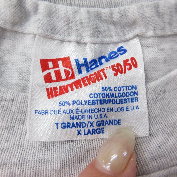 XL/古着 ヘインズ 半袖 ビンテージ Tシャツ メンズ 90s 家 Aragi Enterprises 大きいサイズ クルーネック 薄グレー 霜降り 23aug07 中_画像4