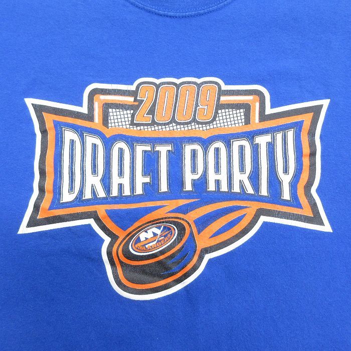 M/古着 半袖 ビンテージ Tシャツ メンズ 00s NHL ニューヨークアイランダース コットン クルーネック 青 ブルー アイスホッケー 23jul1_画像2