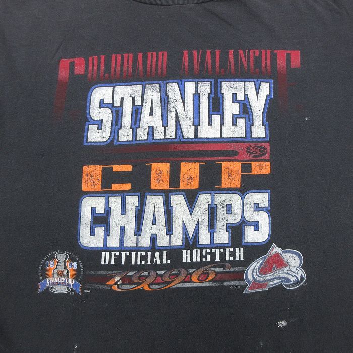 XL/古着 半袖 ビンテージ Tシャツ メンズ 90s NHL コロラドアバランチ 大きいサイズ コットン クルーネック 黒 ブラック アイスホッケ_画像3