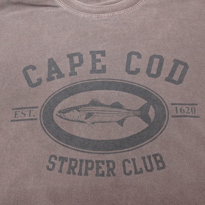 XL/古着 半袖 ビンテージ Tシャツ メンズ 00s CAPE COD 魚 大きいサイズ クルーネック こげ茶 ブラウン 23aug16 中古_画像2