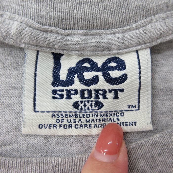 XL/古着 リー Lee 半袖 ビンテージ Tシャツ メンズ 90s MLB ニューヨークヤンキース 大きいサイズ クルーネック グレー 霜降り メジャ_画像4