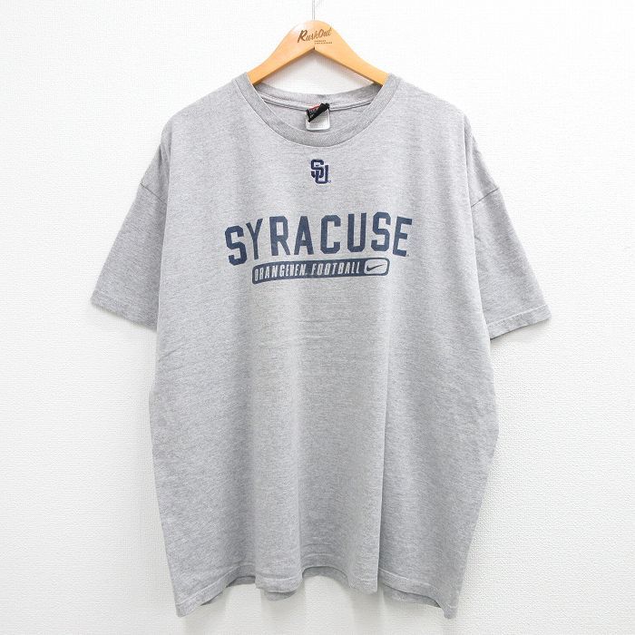 XL/古着 ナイキ NIKE 半袖 ビンテージ Tシャツ メンズ 00s シラキュース オレンジ フットボール ワンポイントロゴ 大きいサイズ クルー_画像1