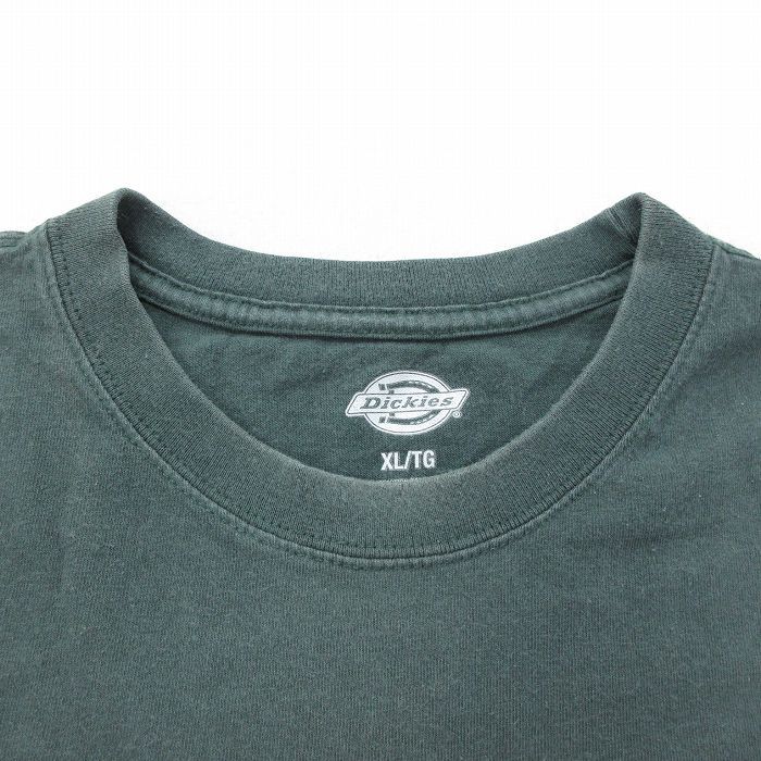 XL/古着 ディッキーズ Dickies 半袖 ブランド Tシャツ メンズ 胸ポケット付き 大きいサイズ コットン クルーネック 緑 グリーン 23jun2_画像4