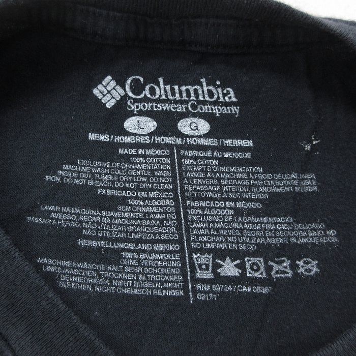 L/古着 コロンビア 半袖 ブランド Tシャツ メンズ ビッグロゴ コットン クルーネック 黒 ブラック 23aug26 中古の画像4