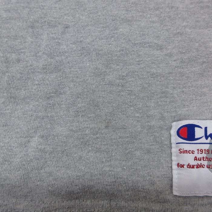 L/古着 チャンピオン champion 長袖 ビンテージ フットボール Tシャツ メンズ 00s 無地 ツートンカラー Vネック グレー 霜降り他 23jul_画像9