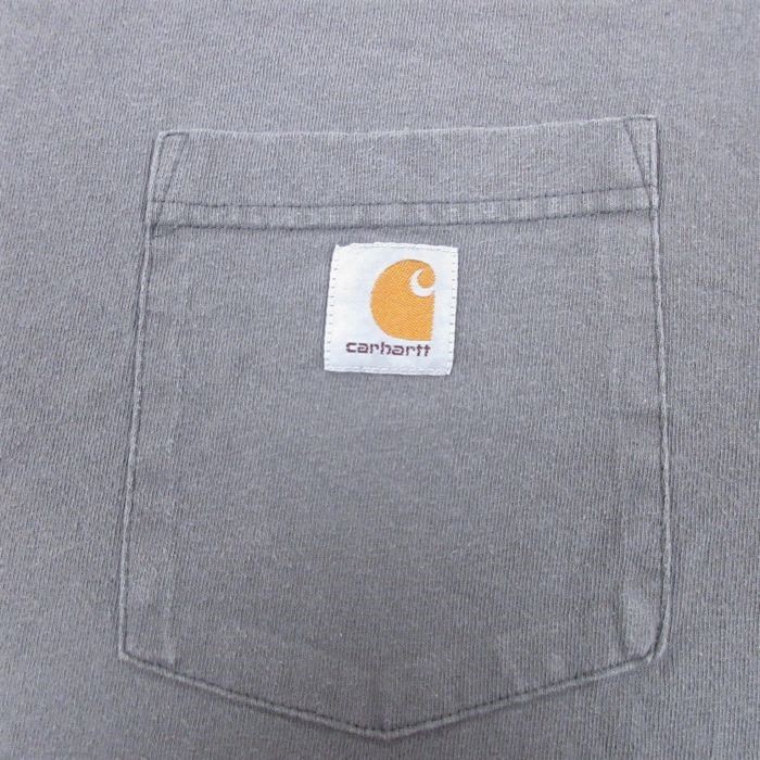 XL/古着 カーハート Carhartt 半袖 ブランド Tシャツ メンズ 胸ポケット付き 大きいサイズ コットン クルーネック グレー 23jun12 中古_画像2