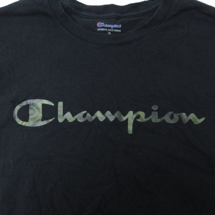 XL/古着 チャンピオン Champion 半袖 ブランド Tシャツ メンズ ビッグロゴ クルーネック 黒 ブラック 23jul26 中古_画像2