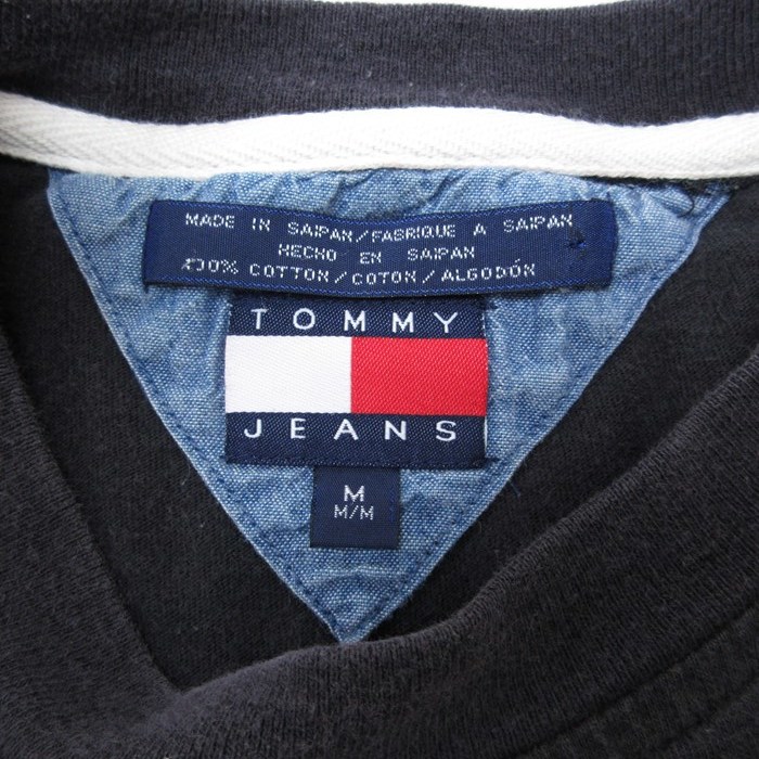 XL/古着 トミーヒルフィガー TOMMY HILFIGER 半袖 ブランド Tシャツ メンズ ワンポイントロゴ コットン クルーネック 黒 ブラック 23ju_画像4