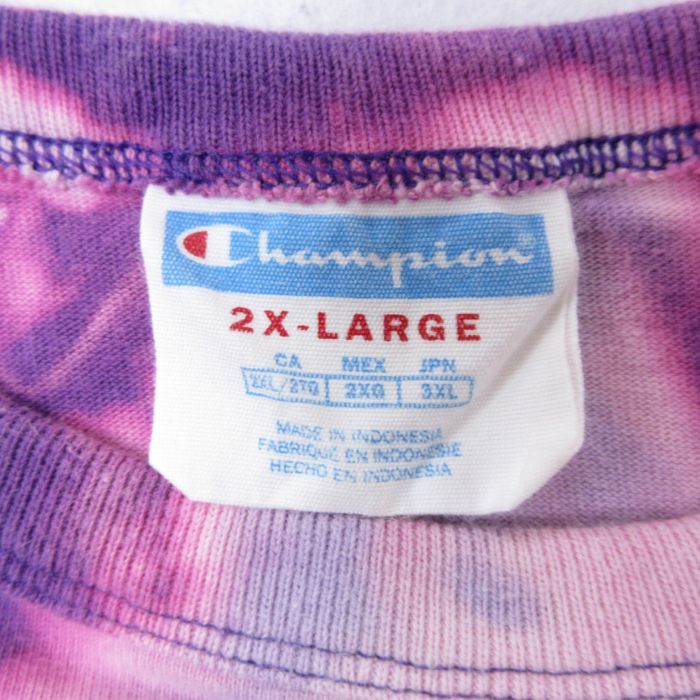 XL/古着 チャンピオン Champion 半袖 ブランド Tシャツ メンズ ビッグロゴ 刺繍 大きいサイズ コットン クルーネック 紫他 パープル ブ_画像4