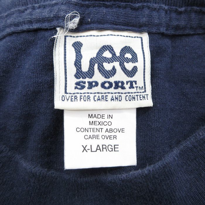 XL/古着 リー Lee 半袖 ビンテージ Tシャツ メンズ 00s MLB ニューヨークヤンキース コットン クルーネック 紺 ネイビー メジャーリー_画像4