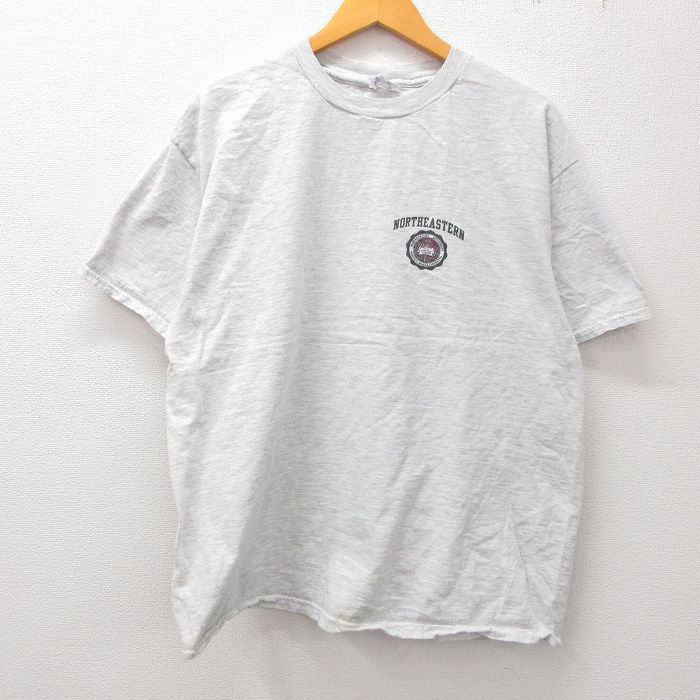 XL/古着 チャンピオン champion 半袖 ビンテージ Tシャツ メンズ 00s ノースイースタン大学 カレッジ クルーネック 薄グレー 霜降り 23_画像2