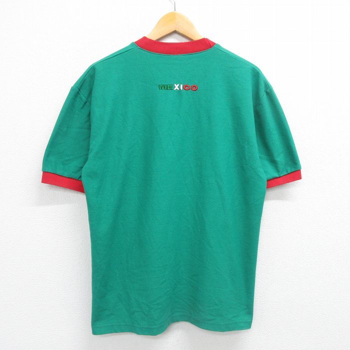 XL/古着 半袖 ビンテージ Tシャツ メンズ 00s メキシコ サッカー 刺繍 メッシュ地 クルーネック 緑 グリーン 23mar23 中古_画像2