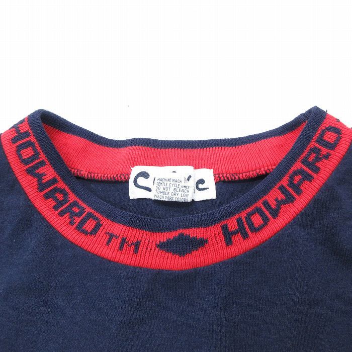 XL/古着 半袖 ビンテージ Tシャツ メンズ 90s HOWARD ペイズリー柄 刺繍 クルーネック 紺 ネイビー spe 23may10 中古の画像4