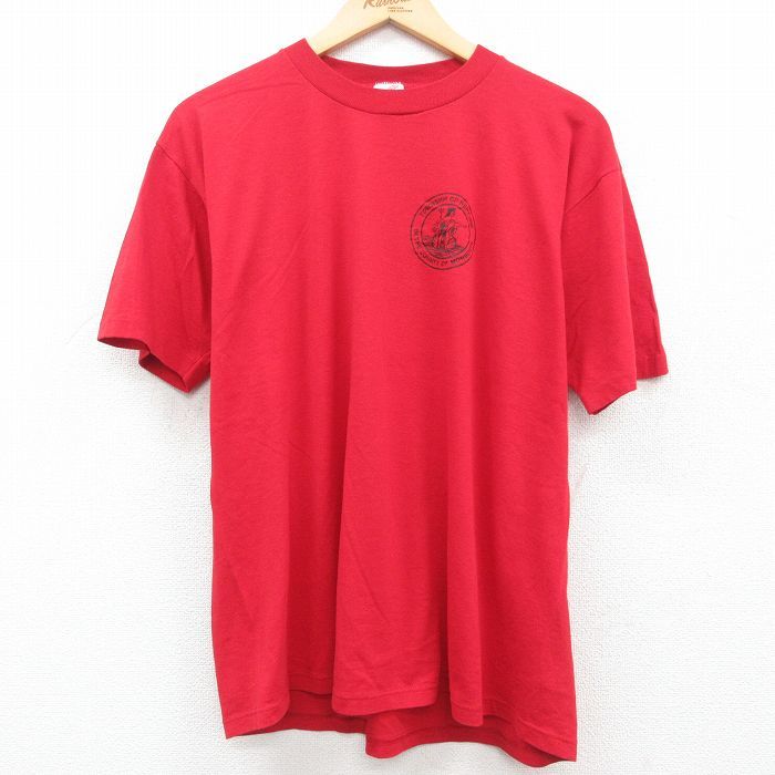XL/古着 半袖 ビンテージ Tシャツ メンズ 80s TOWNSHIP OF NEPTUNE 大きいサイズ クルーネック 赤 レッド 23jun09 中古_画像2