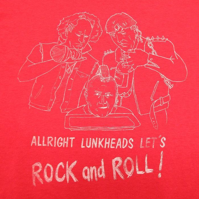 M/古着 半袖 ビンテージ Tシャツ メンズ 90s ROCK and ROLL 男性 クルーネック 赤 レッド spe 23jun14 中古_画像2