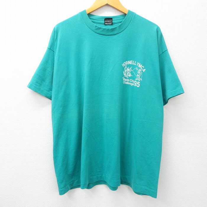 XL/古着 半袖 ビンテージ Tシャツ メンズ 90s YMCA ロードウォーリアーズ タズ 大きいサイズ クルーネック 緑系 グリーン 23mar06 中古_画像2