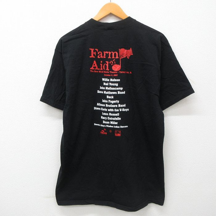 XL/古着 半袖 ビンテージ ロック バンド Tシャツ メンズ 90s FARM AID ウィリーネルソン ベック ニールヤング コットン クルーネック_画像2