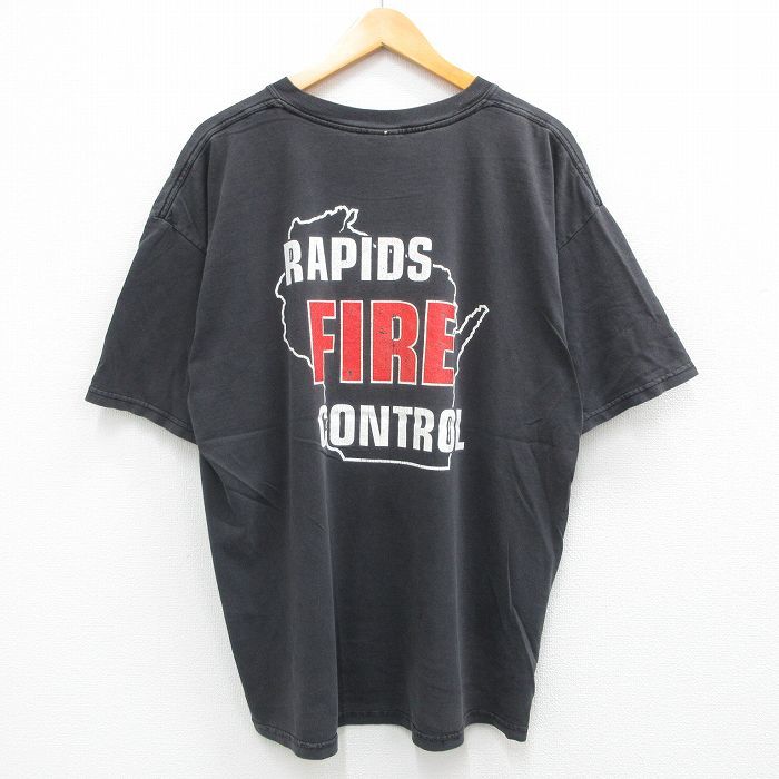 XL/古着 半袖 ビンテージ Tシャツ メンズ 00s 火 WRFC 大きいサイズ コットン クルーネック 黒 ブラック 23jul01 中古_画像2