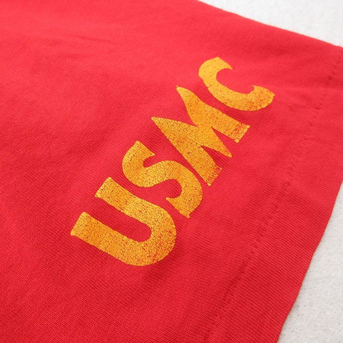 L/古着 半袖 ビンテージ Tシャツ メンズ 80s ミリタリー USMC 海兵隊マラソン ワシントンDC クルーネック 赤 レッド 23jul01 中古_画像3